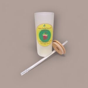 Frosted Tumbler with Bamboo Lid and Straw Seaglass CoaZtal Lemonades 18oz